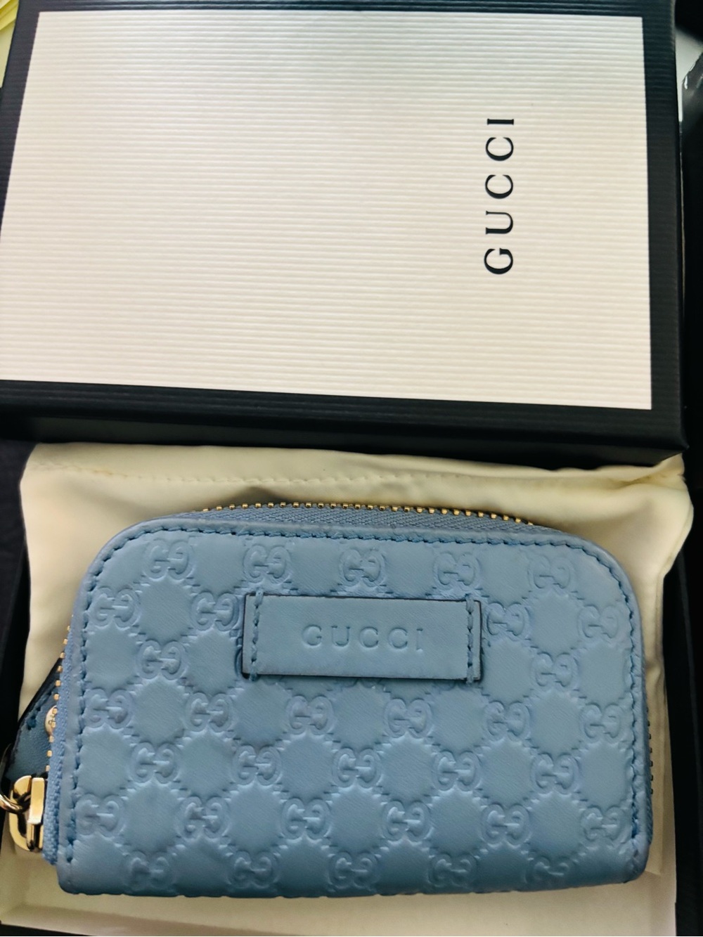 Gucci wallet bundle! Light Blue, Mauve and Black Embossed GG Leather!